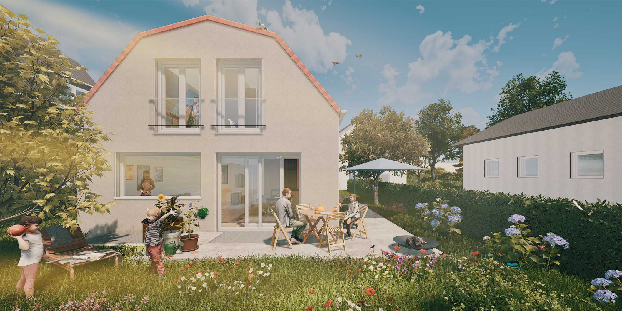 Bild zeigt Rendering vom Einfamilienhaus